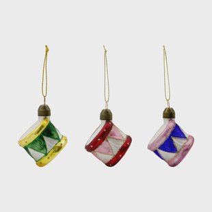House Doctor Drum kersthanger 3-delig Blauw, groen, vergrijsd rood