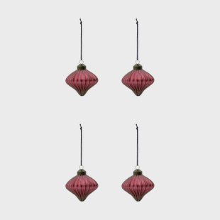 House Doctor Spin kersthanger 4-pack Vergrijsd rood