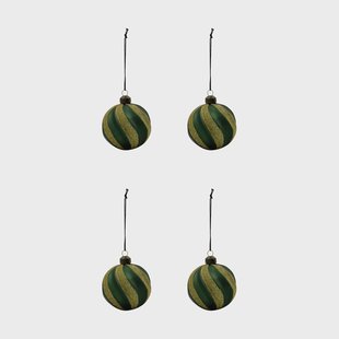 House Doctor Swirl kerstbal 4-pack Groen-goud
