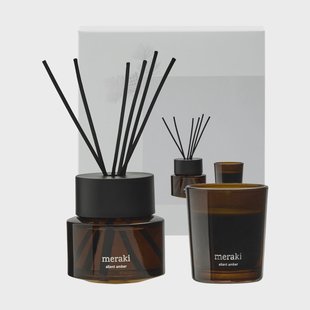 Meraki Meraki geschenkset geurstokjes en geurkaars Silent Amber