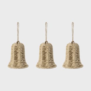 Scandi Living Twine kerstboomhanger bel 3-pack Naturel