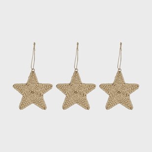Scandi Living Twine kerstboomhanger ster 3-pack Naturel