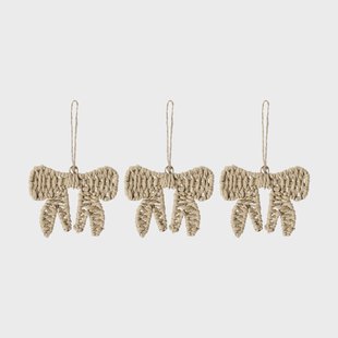 Scandi Living Twine kerstboomhanger strik 3-pack Naturel