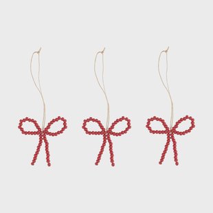 Scandi Living Craft kerstboomhanger strik 3-pack Rood