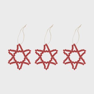 Scandi Living Craft kerstboomhanger ster 3-pack Rood