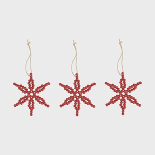 Scandi Living Craft kerstboomhanger sneeuwvlok 3-pack Rood