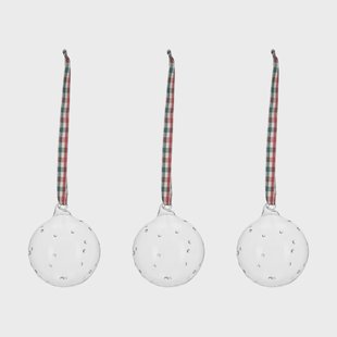 Scandi Living Grace kerstbal met strik 3-pack Wit
