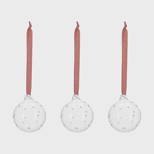 Scandi Living Grace kerstbal met strik 3-pack Rood