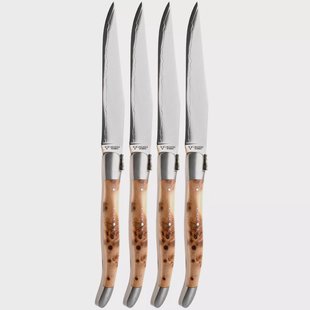 Laguiole en Aubrac 42C12-GEIHQ, Japanese Damascus, Thuja Wood, 4-delige steakmessenset