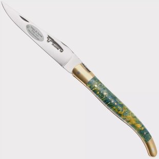 Laguiole en Aubrac Bijou AU05UP, Elderberry Burl, Copper Plates, zakmes, 12 cm
