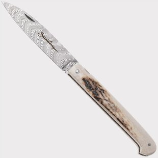 Laguiole en Aubrac Sauveterre AU06UP, Balbach Damascus, Antler zakmes