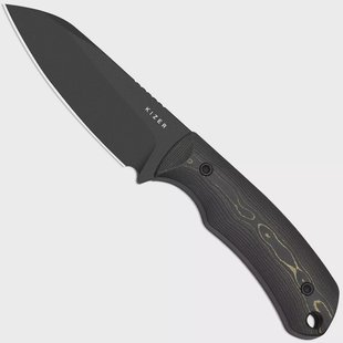 Kizer Field Mouse 1135A1, Black CPM 3V, Camo Gold FatCarbon vaststaand mes, Jakeb Ginsberg design