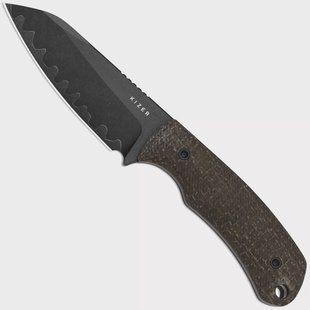 Kizer Field Mouse 1135A2, Acid Washed 3-Layer Composite Steel, GID Canvas Micarta vaststaand mes, Jakeb Ginsberg design
