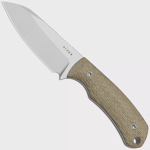 Kizer Field Mouse 1135A4, Satin 14C28N, Brown Norplex UltreX Micarta vaststaand mes, Jakeb Ginsberg design
