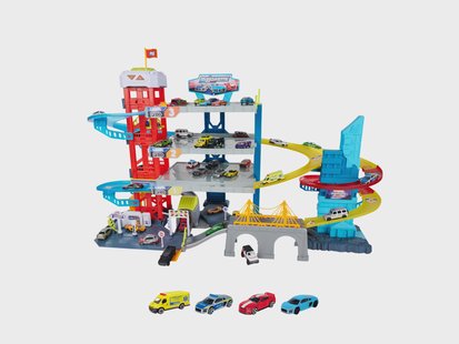 MAJORETTE Speelgoed garage, incl. 4 voertuigen