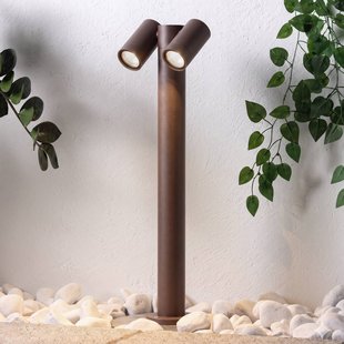 PRIOS tuinpadverlichting Tulimar, 2-lamps, 60 cm, roestkleurig, IP65