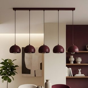 Luminex Hanglamp Sool, donkerrood, lengte 95 cm, 5-lamps, metaal, E27