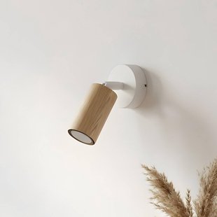 Luminex Wandspot Nisse, wit, diepte 18 cm, 1-lamp, hout/metaal