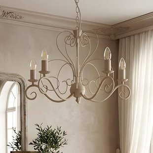 Luminex Kroonluchter Mauro, beige, 5-lamps, Ø 62 cm, metaal, E14