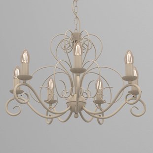 Luminex Kroonluchter Mauro, beige, 7-lamps, Ø 62 cm, metaal, E14