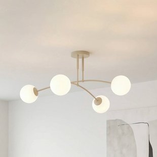 EMIBIG LIGHTING Pregos-plafondlamp, beige, Ø 60 cm, 4-lamps, metaal/glas