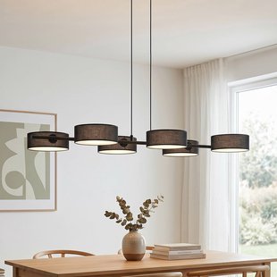 EMIBIG LIGHTING Hanglamp DRUMZ, zwart, lengte 100 cm, 6-lamps, textiel, E14