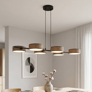 EMIBIG LIGHTING Hanglamp DRUMZ, bruin, lengte 100 cm, 6-lamps, textiel, E14