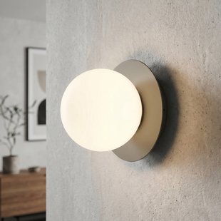 EMIBIG LIGHTING Wandlamp Minerva, opaal/beige, Ø 15 cm, glas/metaal, E14