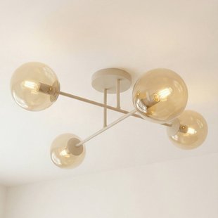 EMIBIG LIGHTING Plafondlamp ROMA, beige, lengte 75 cm, 4-lamps, glas/metaal