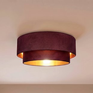 Boho-plafondlamp, donkerrood/goud, Ø 60 cm, textiel, E27 - Duolla - Gang / Hal - Jong wonen - Stof - Zonder afstand