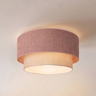 Boho-plafondlamp, roze/beige, Ø 45 cm, textiel, E27 - Duolla - Gang / Hal - Jong wonen - Stof - Zonder afstand
