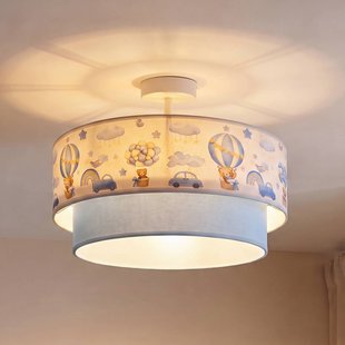 Boho-plafondlamp voor kinderen, lichtblauw/bonte kleuren, Ø 40 cm, textiel - Duolla - Kinderkamer - Stof - Met afstand
