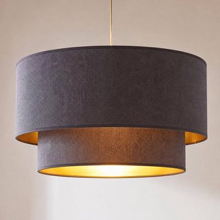 Duolla Hanglamp Boho, grijs/goud, Ø 45 cm, textiel, E27