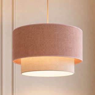 Duolla Hanglamp Boho, beige/roze, Ø 45 cm, textiel, E27