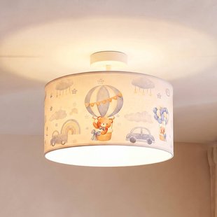 Kids Print plafondlamp lichtblauw/wit Ø 35 cm, textiel - Duolla - Kinderkamer - Stof - 1 lamp