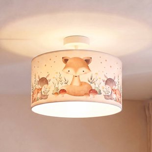 Kids Print plafondlamp, kleurrijk/wit, Ø 35 cm, textiel - Duolla - Kinderkamer - Stof - 1 lamp