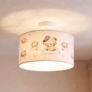 Kids Print plafondlamp, kleurrijk/beige, Ø 35 cm, textiel - Duolla - Kinderkamer - Stof - 1 lamp