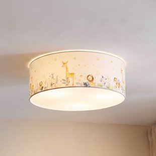 Kids Print plafondlamp, kleurrijk/wit, Ø 50 cm, textiel - Duolla - Kinderkamer - Stof - Meerdere lampen