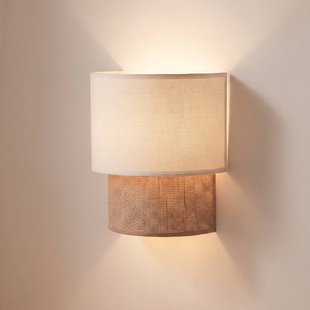 Duolla Wandlamp Boho, wit/jute, hoogte 22 cm, textiel, E27