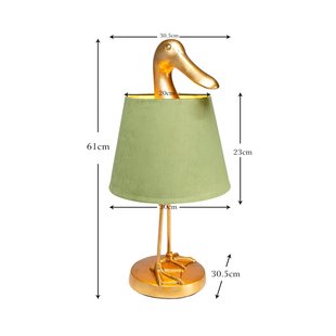 KARE tafellamp Duck, groen, linnen, hoogte 61 cm, E27