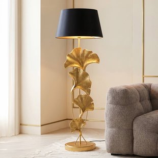 KARE vloerlamp Ginkgo, goud, linnen, hoogte 129 cm, E27