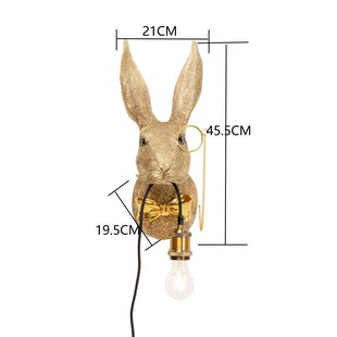 KARE wandlamp Animal Rabbit, goud, kunststof, E27
