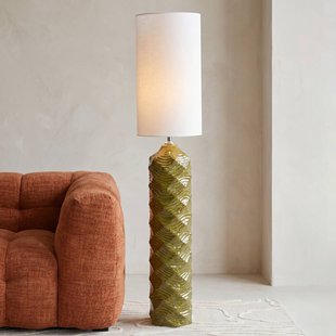 KARE vloerlamp Luma, groen, katoen/steengoed, 128 cm