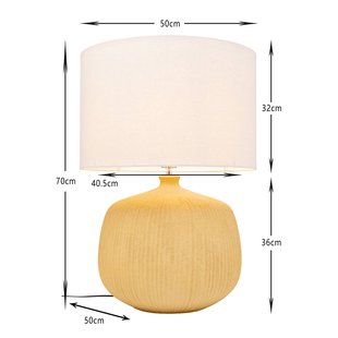 KARE tafellamp Luma, geel, katoen/steengoed, 70 cm, E27