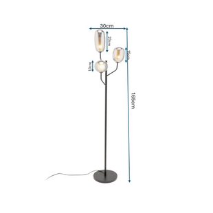 KARE vloerlamp Columbo, zwart, glas, 3-lamps, G9, 164 cm