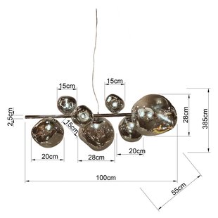 KARE hanglamp Burbuja, zilver, glas, lengte 100 cm