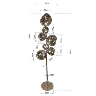 KARE vloerlamp Burbuja. zilver, glas, 168 cm, 7-lamps.