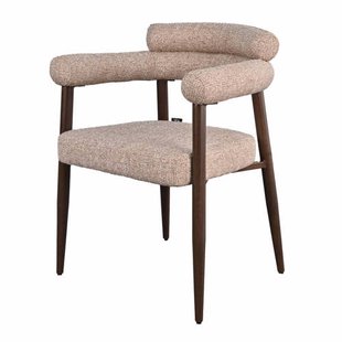 Giga Meubel Eetkamerstoel Lidingö - Taupe/Walnoot Stof - Set van 2