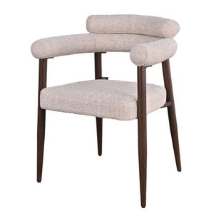 Giga Meubel Eetkamerstoel Lidingö - Beige/Walnoot Stof - Set van 2