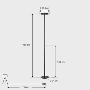 Arcchio LED vloerlamp Frile, zwart, hoogte 190 cm, dimbaar